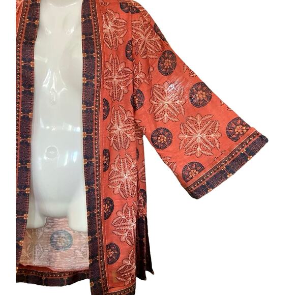 Simple By Suzanne Betro Women's Multicolor Print Open Front Knit Kimono | Size S - Picture 3 of 10